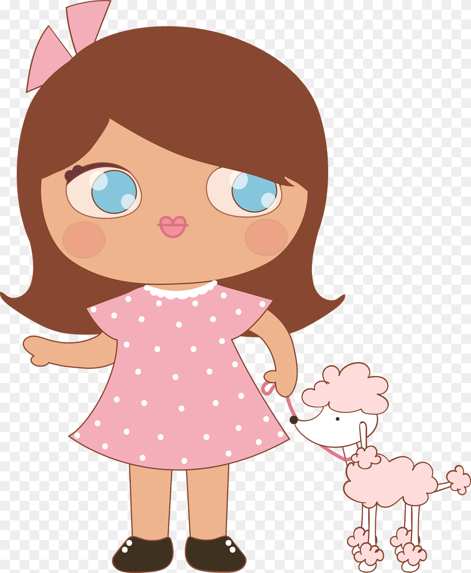 A Girl And Her Poodle Clipart, Baby, Doll, Person, Toy Png