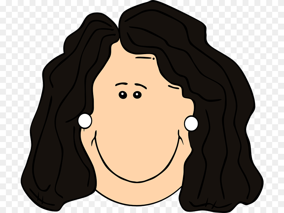 A Girl Clipart With Black Hair Clipart, Accessories, Earring, Face, Head Png