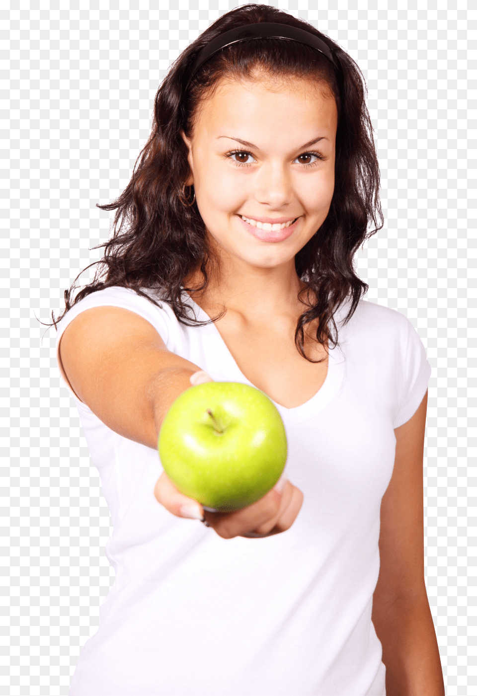 A Girl Hold Apple In Her Hand Image Girl With Apple, Adult, Produce, Plant, Person Free Png Download