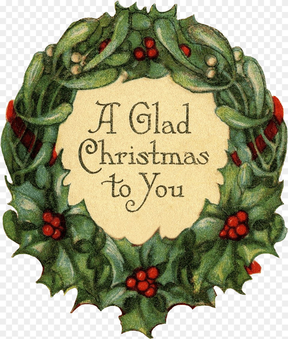 A Glad Christmas Wreath Holly Free Png Download