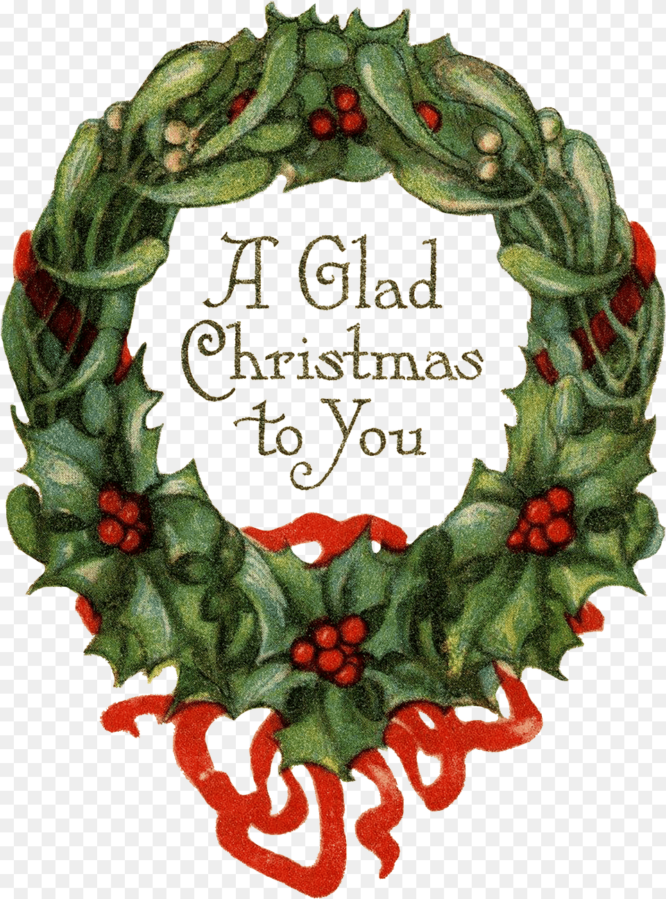 A Glad Christmas Wreath U2013 Wings Of Whimsy Christmas Wreath Vintage Free Png Download