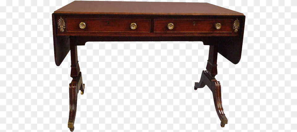 A Good Regency Mahogany And Brass Mounted Sofa Table Sofa Tables, Desk, Furniture, Blackboard Free Transparent Png