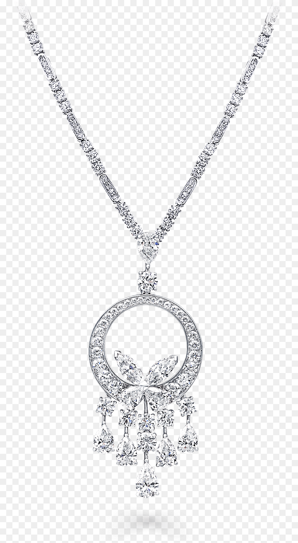 A Graff Classic Butterfly Chandelier Necklace Featuring Locket, Accessories, Diamond, Gemstone, Jewelry Png