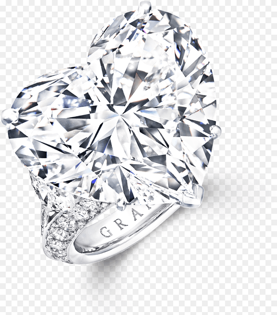 A Graff Ring Featuring A D Flawless Heart Shape Diamond Diamond, Accessories, Gemstone, Jewelry, Silver Free Png