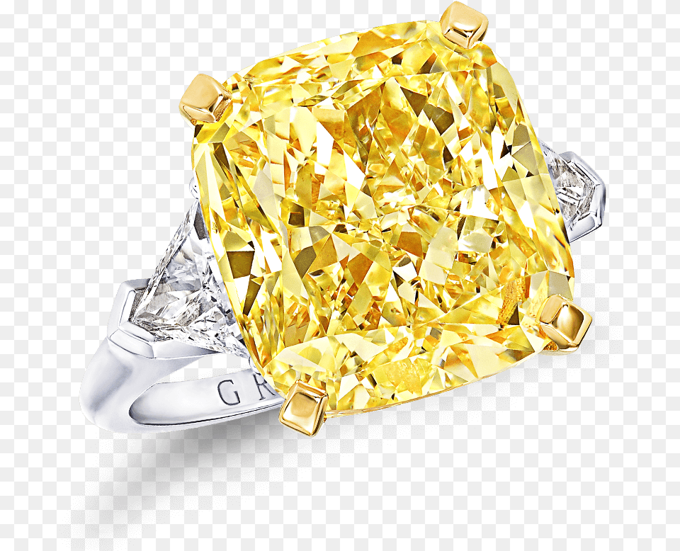 A Graff Ring Featuring A Fancy Intense Yellow Cushion Graff, Accessories, Diamond, Gemstone, Jewelry Free Transparent Png