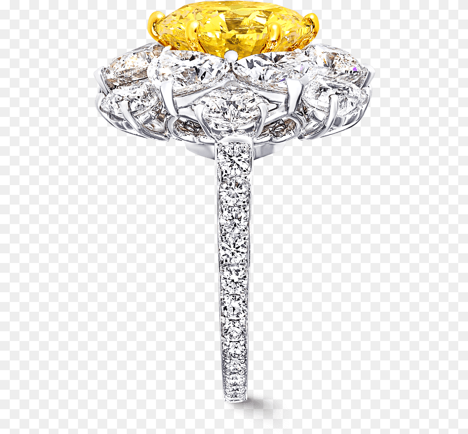 A Graff Ring Featuring A Fancy Vivid Yellow Round Diamond Engagement Ring, Accessories, Gemstone, Jewelry, Treasure Png Image