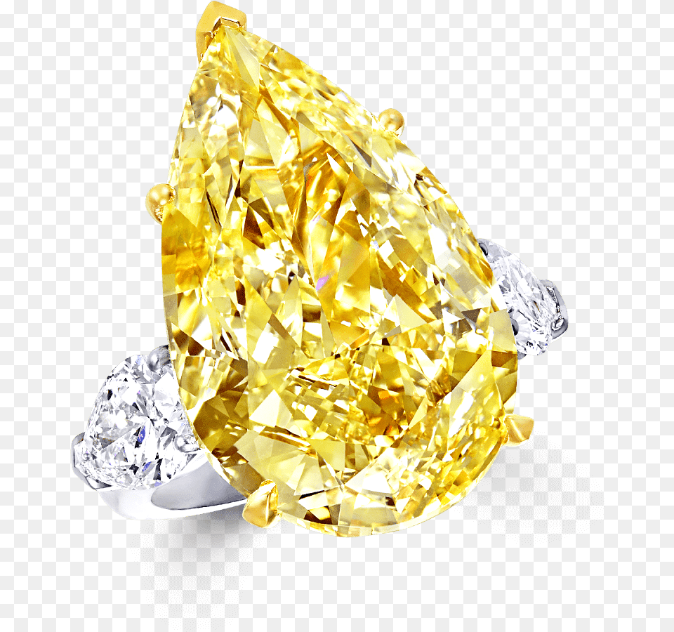 A Graff Ring Featuring A Pear Shape Yellow Diamond Engagement Ring, Accessories, Gemstone, Jewelry, Treasure Free Png Download