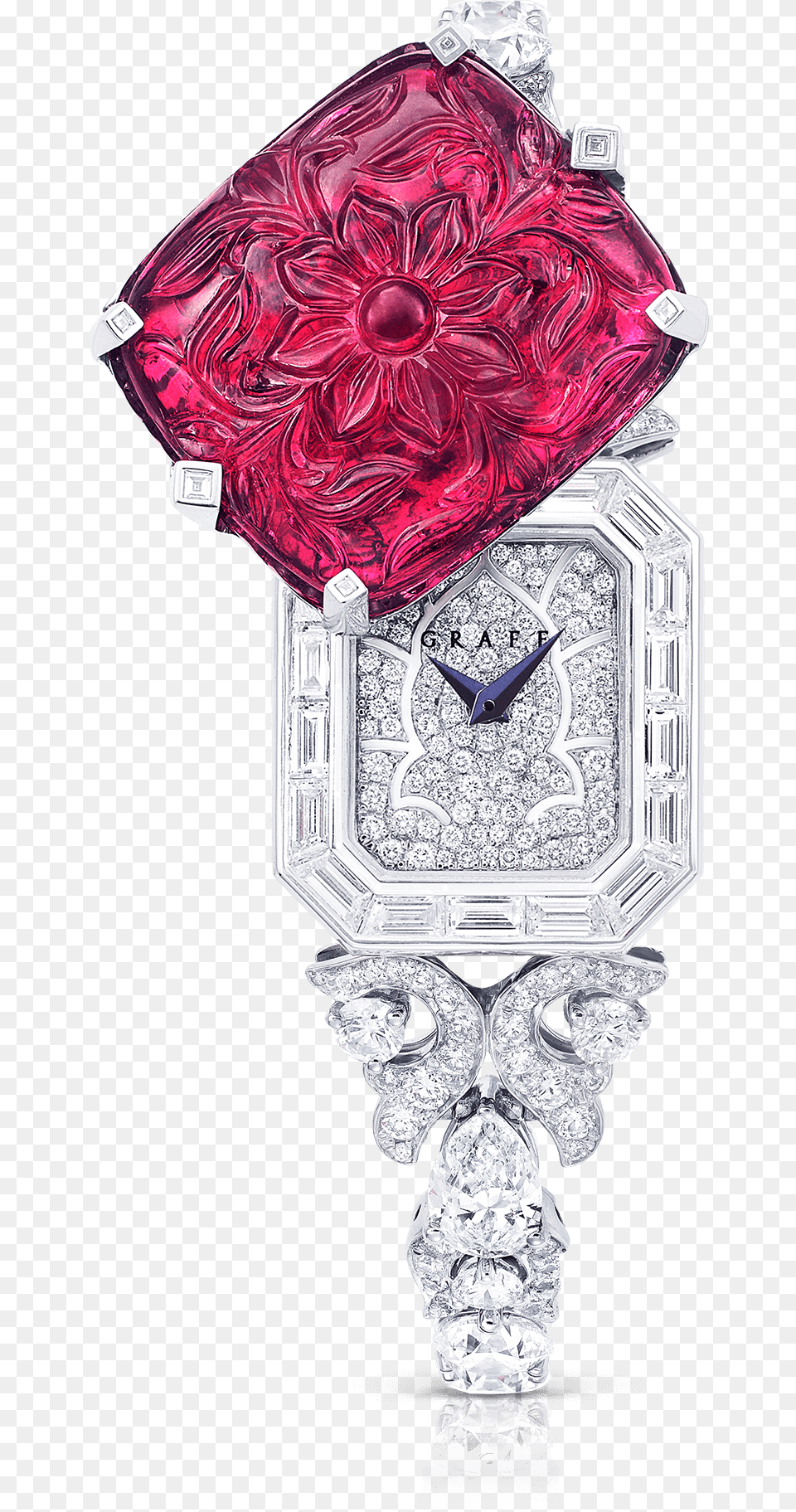 A Graff Rubellite Secret Ladies39 Unique Timepiece Analog Watch, Accessories, Diamond, Gemstone, Jewelry Free Png