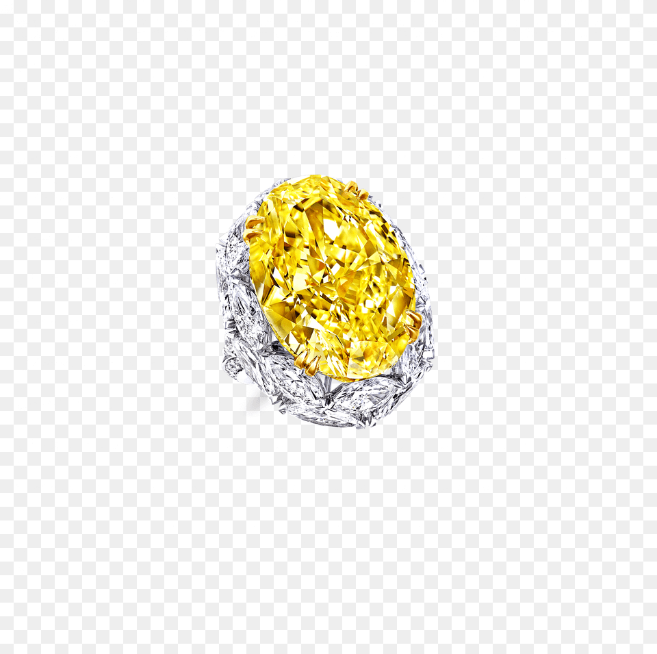 A Graff Yellow And White Diamond Ring Featuring A Fancy Graff Ov Shape Diamond Ring, Accessories, Gemstone, Jewelry Png Image