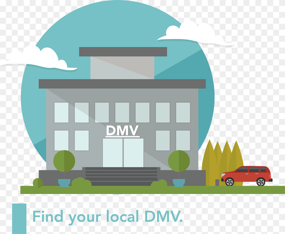 A Graphic Of A Dmv Building Illustration, Architecture, Office Building, Grass, Plant Free Png Download