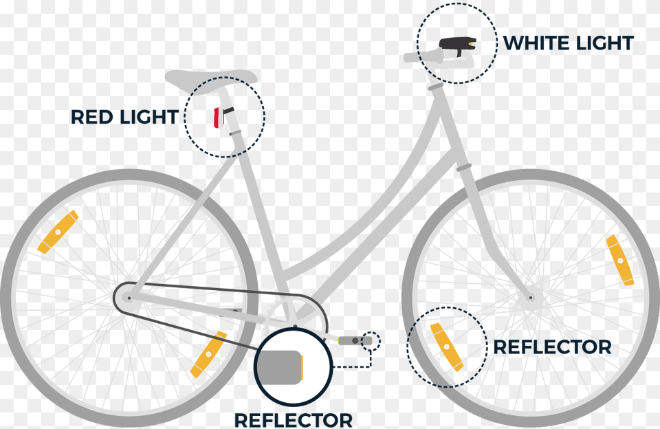 A Graphic Showing The Various Lights And Reflectors Specialized Sirrus Carbon 2018, Machine, Wheel, Bicycle, Transportation Free Png