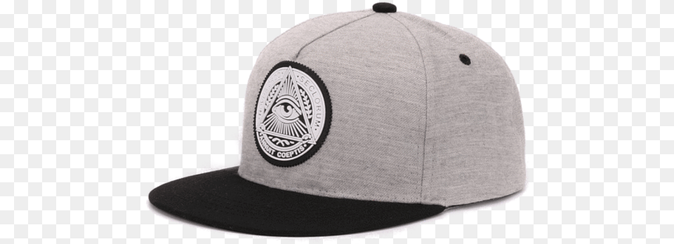 A Gray Snapback Cap Which Shows The Eye Of Providence Flat Hip Hop Cap Classic Cotton Snapback 3d God Eyes, Baseball Cap, Clothing, Hat Free Transparent Png