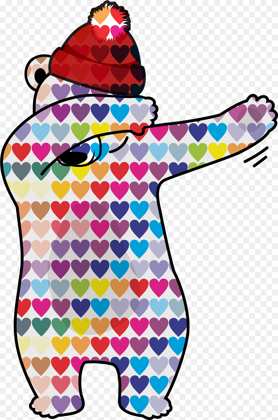 A Great Bear Design With Hearts And Red Bobble Hat Valentine39s Day, Animal, Reptile, Snake, Art Free Transparent Png