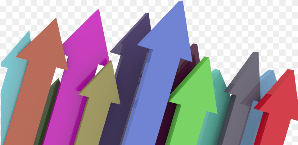A Group Of Colored Arrows Pointing Up Marketing Vertical, Art, Triangle, Paper, Origami Free Transparent Png