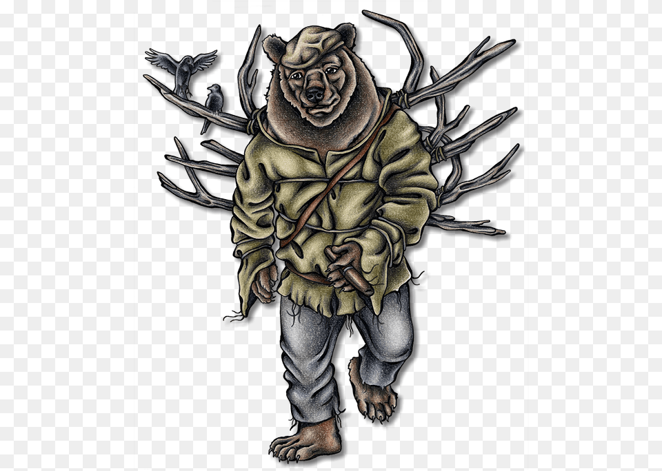 A Half Grizzly Bear Half Ojibwe Totem Troll From Saskatchewan Cartoon, Accessories, Art, Ornament, Hardware Free Png