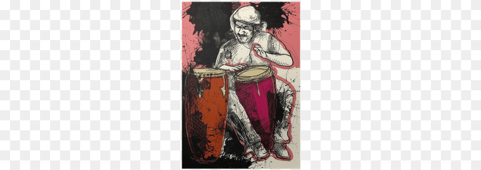 A Hand Drawn Grunge Illustration Poster Pixers Cafepress Conga Player Iphone 55s Tough Case, Adult, Female, Person, Woman Free Png Download