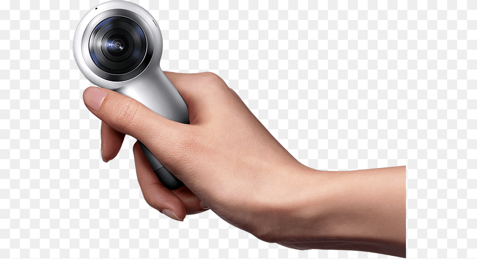 A Hand Holding The Gear 360 Moves From The Right To Samsung Gear 360 Logo, Photography, Electronics, Adult, Female Free Png Download