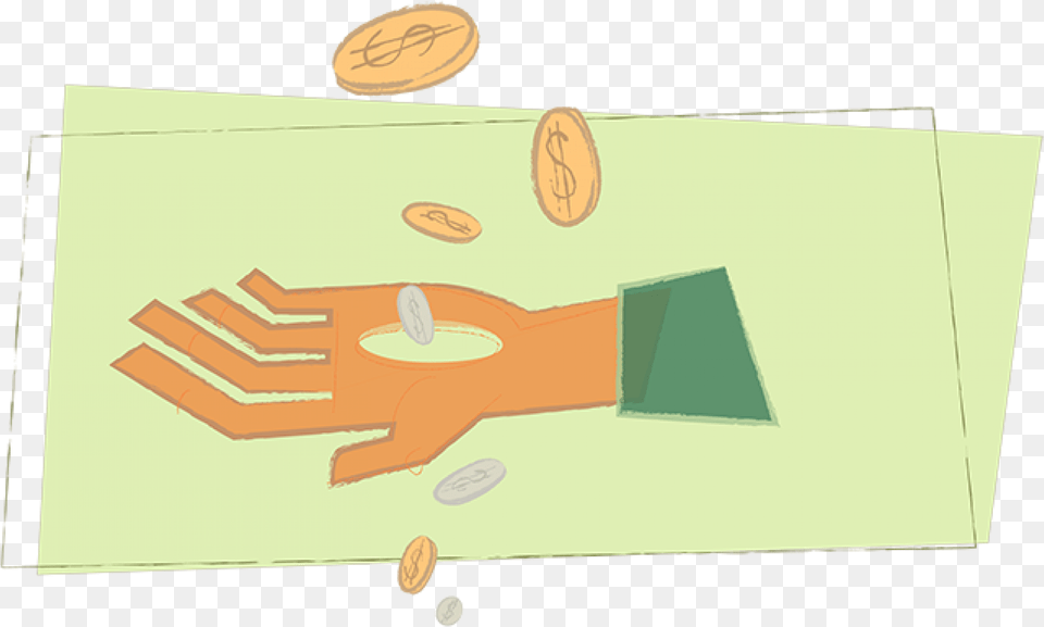 A Hand With A Hole In It Where Money Is Falling Through, White Board, Food, Produce Png