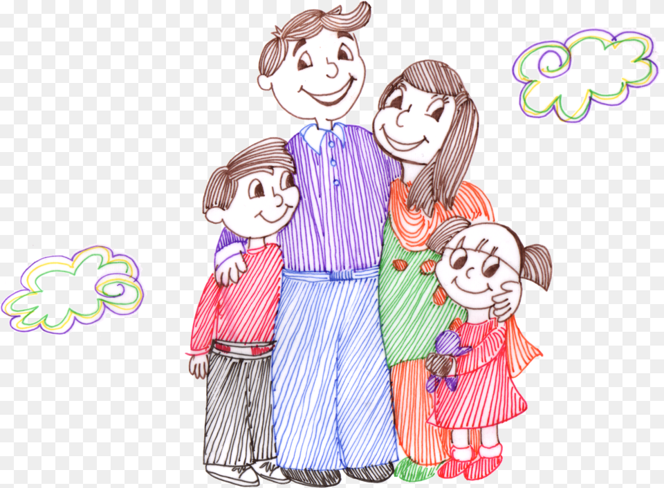 A Happy Family Illustration Portable Network Graphics, Publication, Book, Comics, Baby Free Png Download