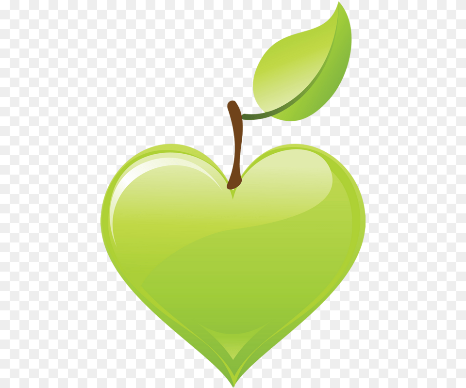 A Healthy Heart Can Give You A Good Life Pale Green Heart Clipart, Leaf, Plant, Apple, Food Png Image