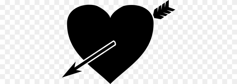 A Heart Pierced By An Arrow Gray Free Png