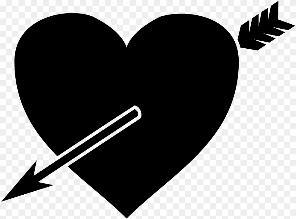 A Heart Pierced By An Arrow Stencil Silhouette Png