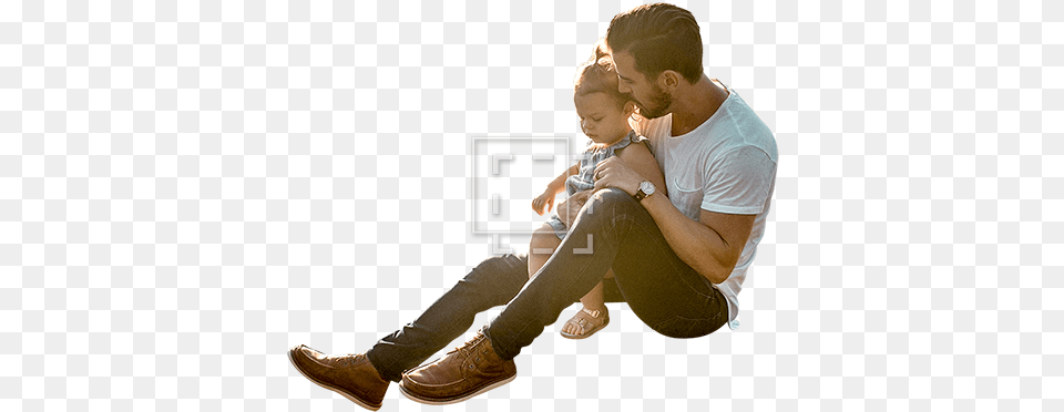 A Hipster Dad Enjoying The Day With His Daughter While Man Sitting On The Pool, Shoe, Clothing, Footwear, Photography Free Png Download