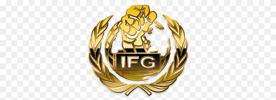 A Iron Fist Gym Logo, Gold, Emblem, Symbol, Accessories Png Image