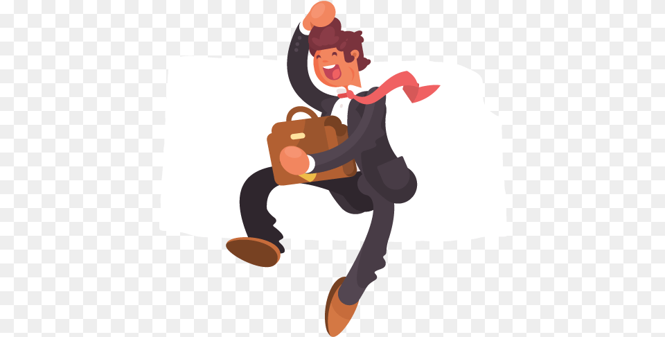 A Jumping Businessman In Front Of An Outline Of Kansas Business, Baby, Person, Bag, Face Free Transparent Png