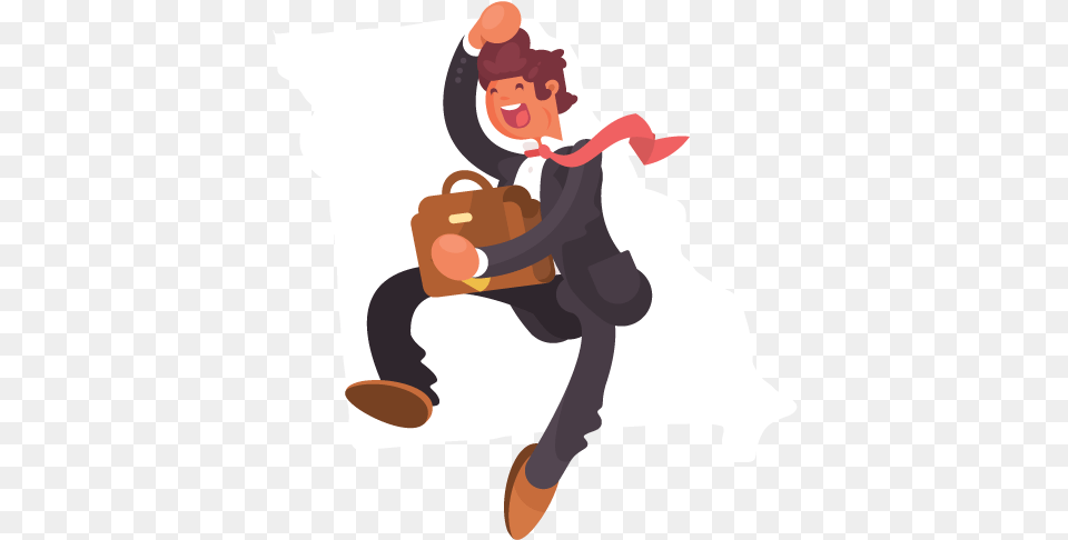 A Jumping Businessman In Front Of An Outline Of Missouri Cartoon, Baby, Person, Face, Head Free Png