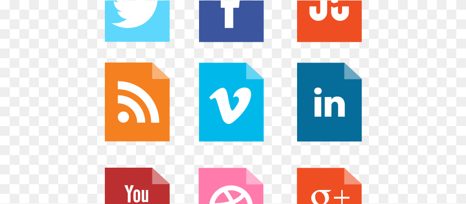 A Large Corner Folded Social Media Vector Icon Set Vimeo, Text, Sign, Symbol Free Png Download