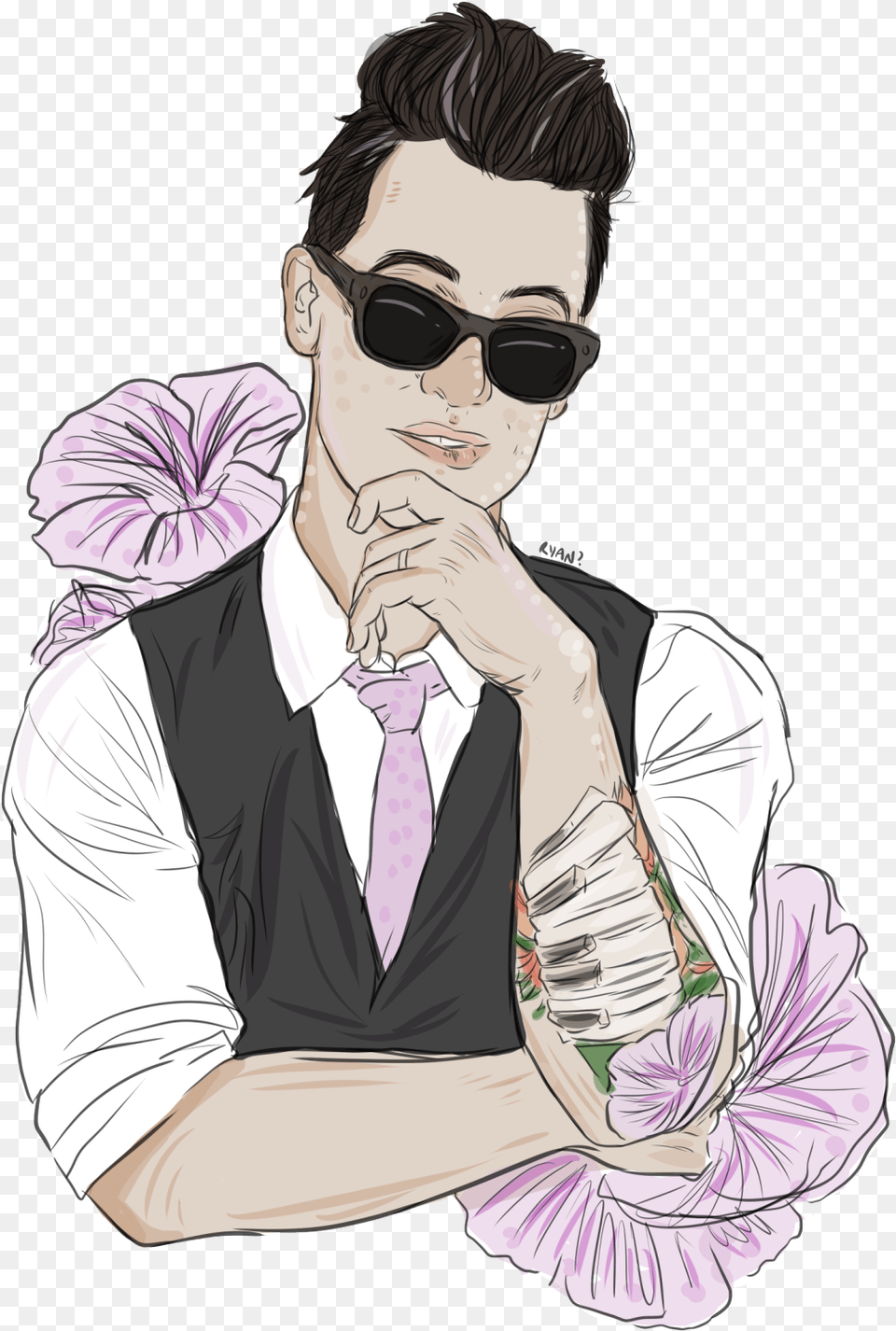A Late Night Brendon Urie With Some Of Those Purple Illustration, Accessories, Sunglasses, Man, Male Free Png Download