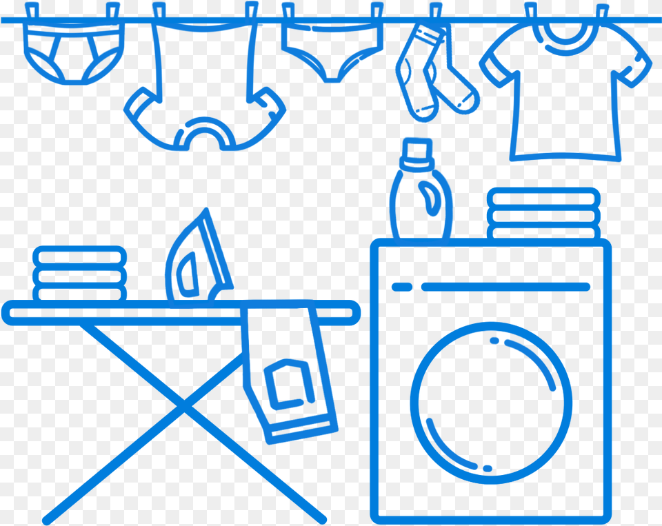 A Laundry Room With Clothes On A Hanger And An Iron Laundry Free Png