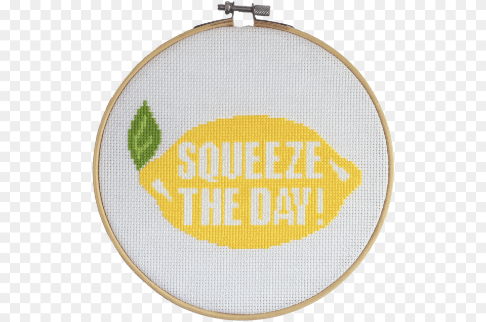 A Lemon With Squeeze The Day Cross Stitch, Embroidery, Pattern, Disk Free Transparent Png