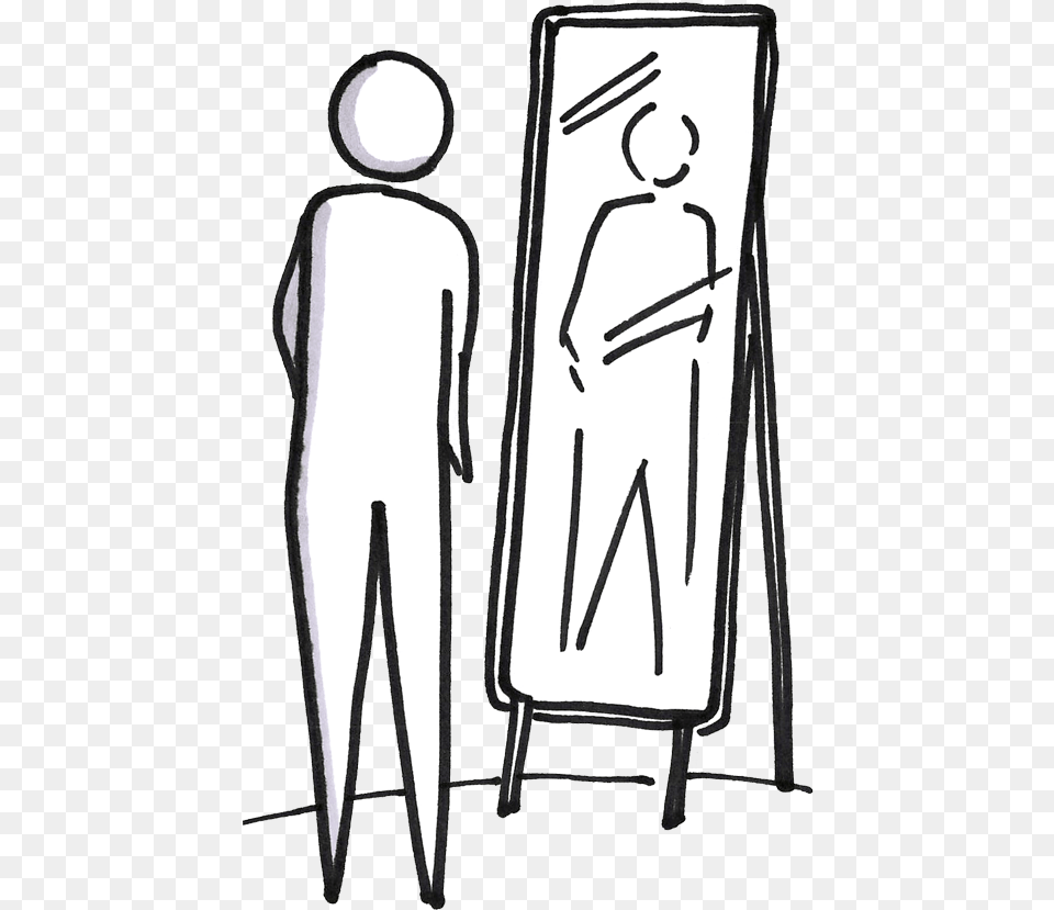 A Look In The Mirror Sketch, Adult, Male, Man, Person Free Png Download