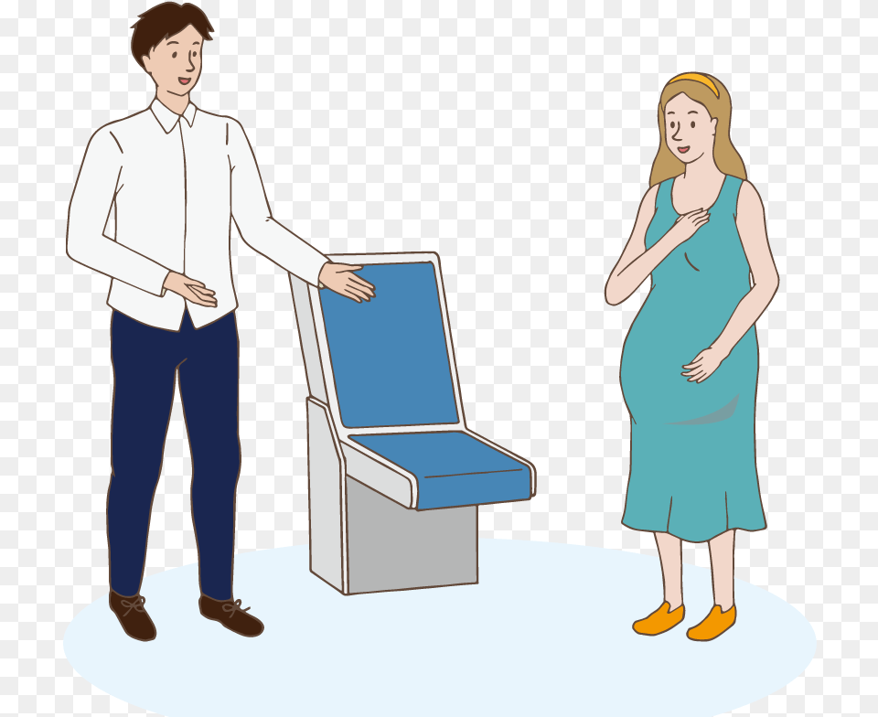 A Man Gives Up His Seat For Pregnant Woman Give Seat To Old Person, Adult, Female, Male, Footwear Png