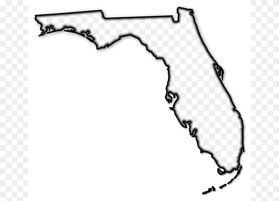 A Map Of Florida With A Black Outline Drop Shadow Florida Clip Art, Firearm, Gun, Handgun, Weapon Free Png