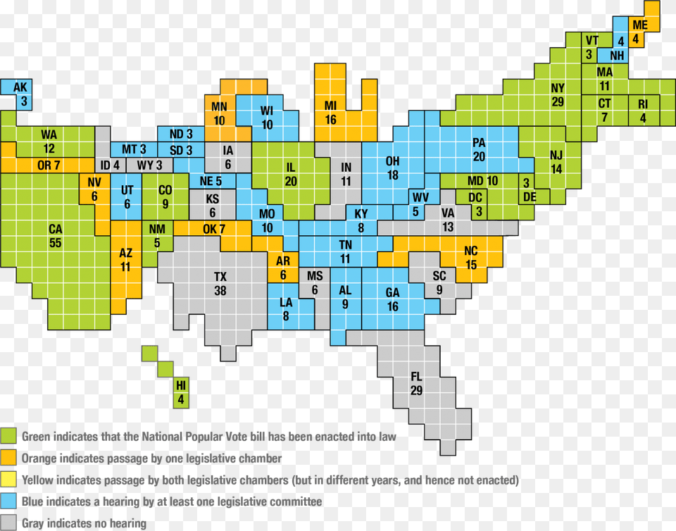 A Map Of The Current States That Have Joined The Interstate Map Of Us If Popular Vote Free Png Download
