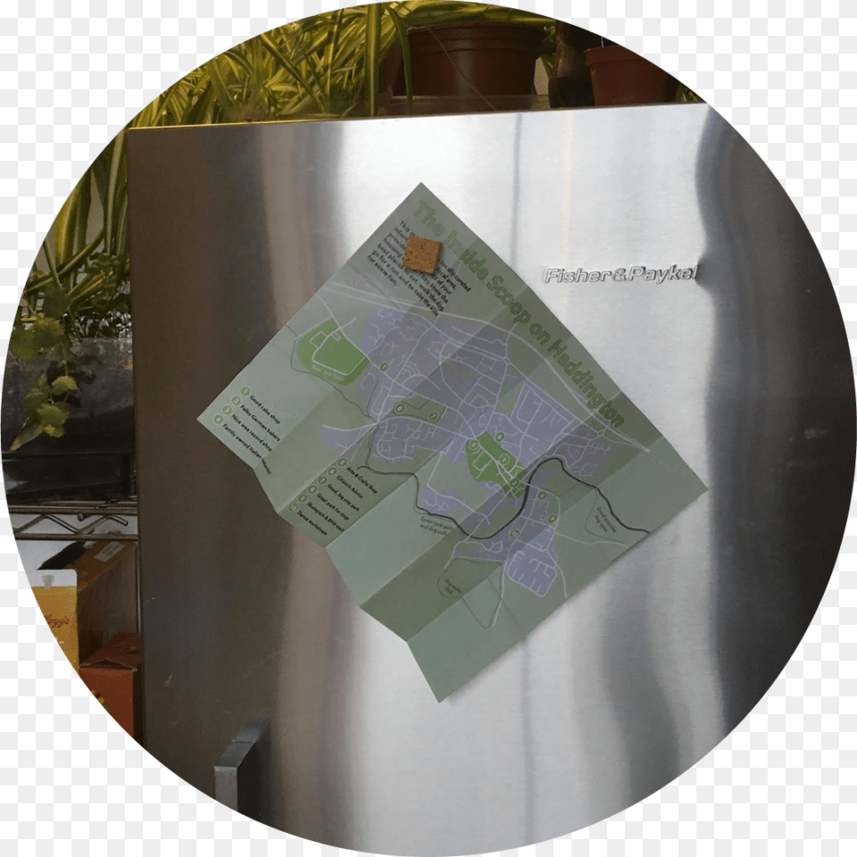 A Map Pinned To A Fridge By A Magnet Circle, Advertisement, Poster, Business Card, Paper Free Png