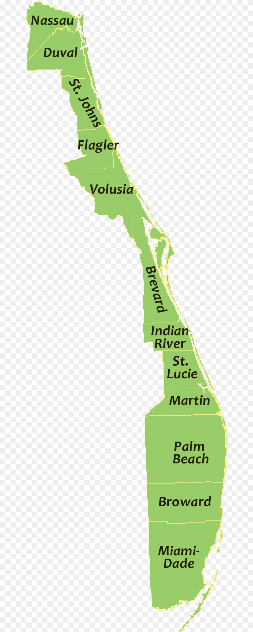 A Map Showing All Of The Coastal Counties On Florida39s Florida, Nature, Chart, Plot, Land Png