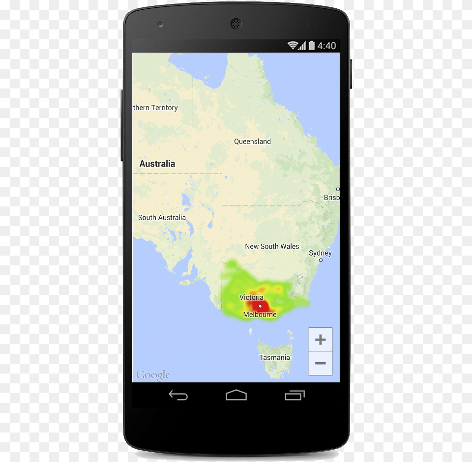 A Map With A Heatmap Showing Location Of Police Stations Heat Map Android, Electronics, Mobile Phone, Phone Free Png Download