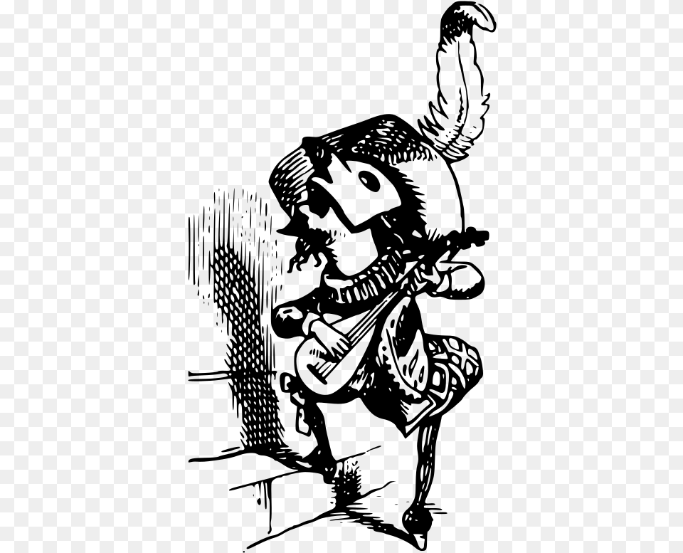A Masqued Bard Playing Music Bard Black And White, Gray Png