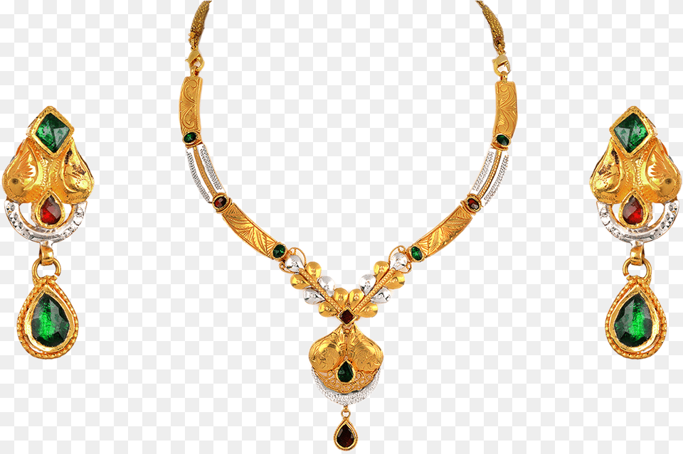 A Mesmerising Combination Of Gold With Green Perfect Indian Wedding Clothes, Accessories, Earring, Jewelry, Necklace Free Png