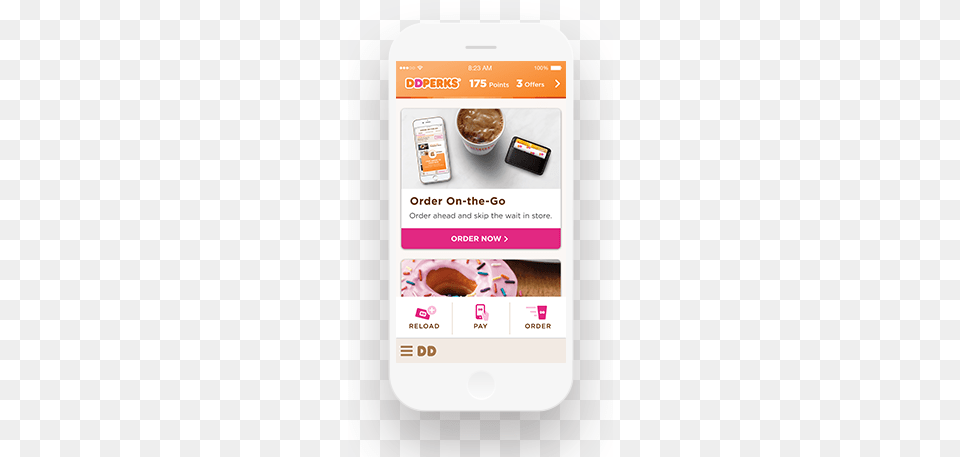 A Mobile Phone On A Table With The Dunkin39 Donuts Mobile Dunkin Donuts App, Electronics, Mobile Phone, Text Free Png