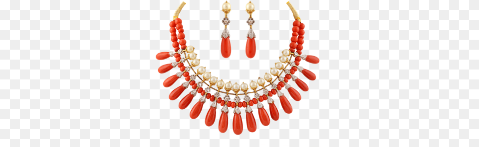A Necklace Of Coral And Pearl In Nizami Design Traditional Coral Maharashtrian Jewellery, Accessories, Earring, Jewelry, Chandelier Free Transparent Png