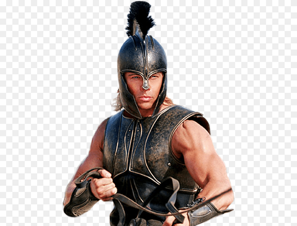 A Nemzedke Egyik Legjobb Sznsznek Kikiltott Brad Brad Pitt Achilles Helmet, Adult, Clothing, Costume, Male Free Png