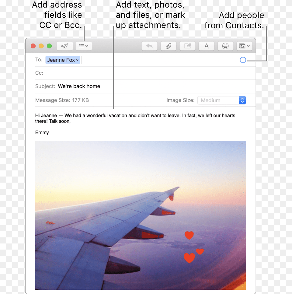 A New Message Window Indicating The Header Fields Button Email, Aircraft, Airplane, Transportation, Vehicle Png