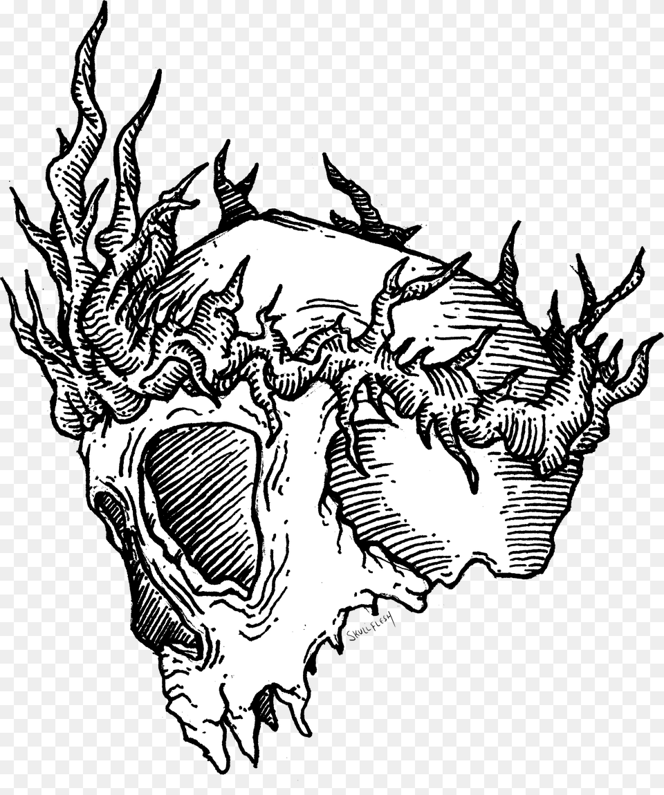 A Nifty Skull Wearing Crown Of Thorns Crown Of Thorns Drawing, Art, Baby, Person Free Png Download