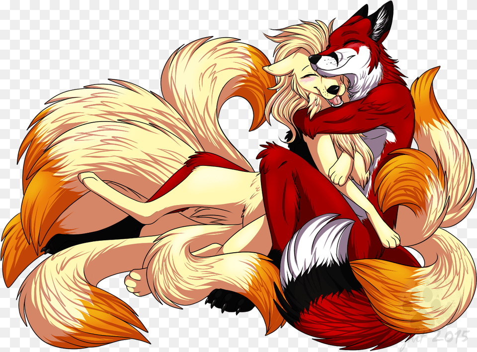 A Ninetales Cuddle, Book, Comics, Publication, Person Free Transparent Png