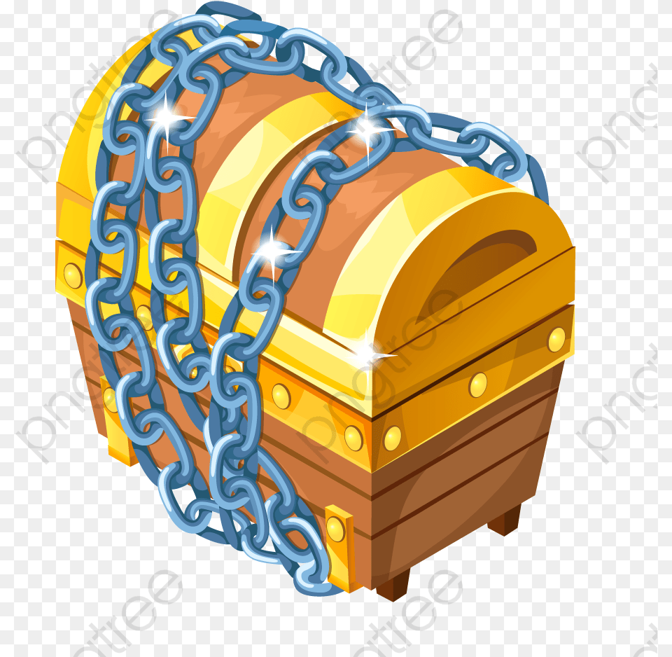 A Of Chains Box Chest With Chains Cartoon, Treasure, Bulldozer, Machine Png